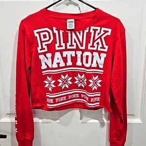 Victoria Secrets Pink Nation yoga Winter Print  Tee.